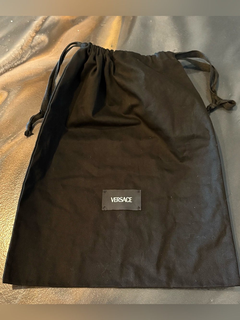Versace Dust Bag Storage Cover Drawstring Black 15.5” X 12” Travel Gift Sack